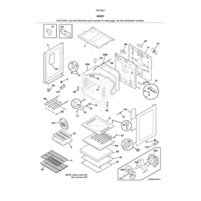 Body Diagram and Parts List for 79090312011  Kenmore Range