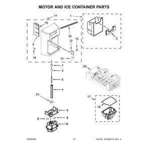 Motor And Ice Container Parts Diagram and Parts List for 10651339716  Kenmore Refrigerator