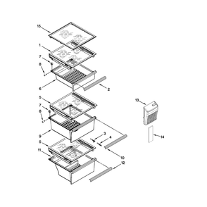 Refrigerator Shelf Parts Diagram and Parts List for 10651159112  Kenmore Refrigerator