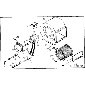 Blower Assembly Diagram and Parts List for 867740720  Kenmore Heater