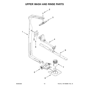 Upper Wash And Rinse Parts Diagram and Parts List for 66514145N120  Kenmore Dishwasher