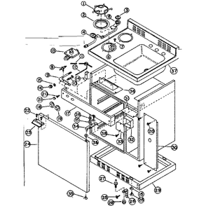 Cabinet And Gas Unit Diagram and Parts List for 6127905123  Kenmore Miscellaneous