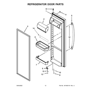Refrigerator Door Parts Diagram and Parts List for 10651339716  Kenmore Refrigerator