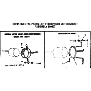 Motor Mount Assembly 1 Diagram and Parts List for 867816314  Kenmore Air Conditioner