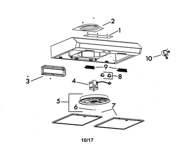 Range Hood Diagram and Parts List for 23351393710  Kenmore Range Hood