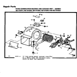 Blower Assembly Diagram and Parts List for 867816314  Kenmore Air Conditioner