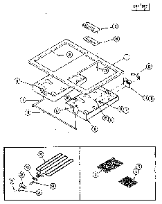Top/grill pan Diagram and Parts List for 20215 1988 Kenmore Range