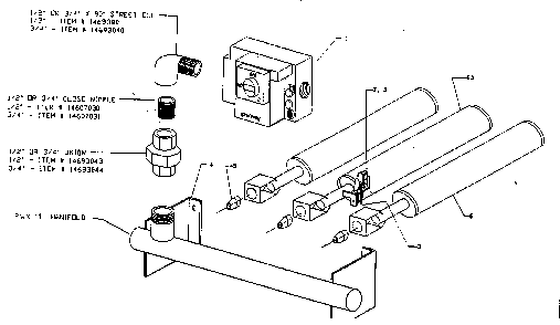 Natural gas burner/manifold assy Diagram and Parts List for KWX-5V  Kenmore Water Heater