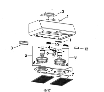 Part Location Diagram of S97020444 Kenmore Range hood light assembly