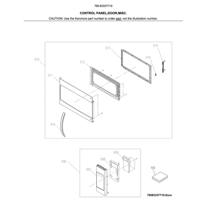Control Panel,door,misc. Diagram and Parts List for 79083337710  Kenmore Range Hood