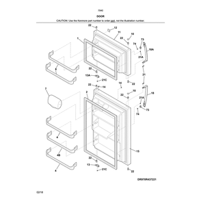 Doors Diagram and Parts List for 25370402612  Kenmore Refrigerator