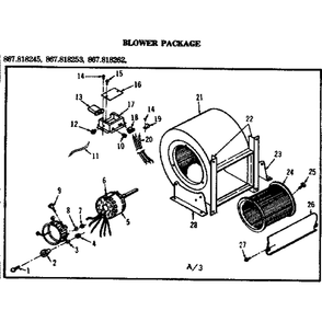 Blower Assembly Diagram and Parts List for 867818262  Kenmore Leaf Blower / Vacuum