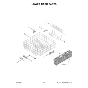 Lower Rack Parts Diagram and Parts List for 66514875N120  Kenmore Dishwasher