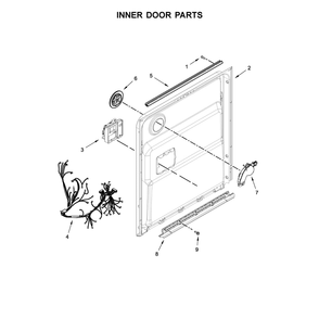 Inner Door Parts Diagram and Parts List for 2214573N612  Kenmore Dishwasher