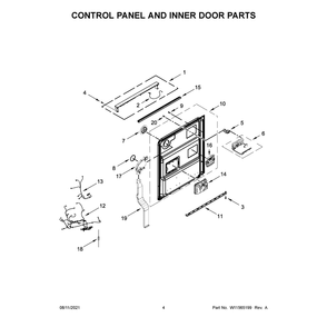 Control Panel And Inner Door Parts Diagram and Parts List for 66514875N120  Kenmore Dishwasher