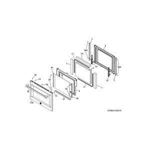 Door Diagram and Parts List for 79041153510  Kenmore Wall Oven