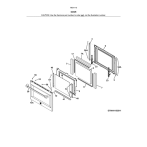Door Diagram and Parts List for 79041153513  Kenmore Wall Oven