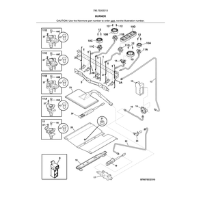 Burner Diagram and Parts List for 79075353313  Kenmore Range