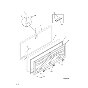 Door Diagram and Parts List for 25317202411  Kenmore Freezer