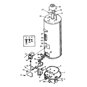 Functional Replacement Parts Diagram and Parts List for 97233223  Kenmore Water Heater