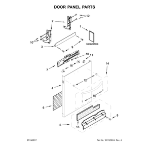 Door Panel Parts Diagram and Parts List for 2214573N612  Kenmore Dishwasher