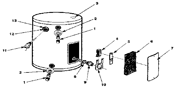 Replacement parts Diagram and Parts List for 220310700  Kenmore Water Heater