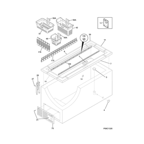 Cabinet Diagram and Parts List for 25317202414  Kenmore Freezer