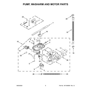 Pump, Washarm And Motor Parts 2 Diagram and Parts List for 66514145N120  Kenmore Dishwasher