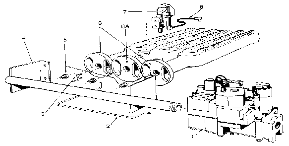 Gas burners and manifold Diagram and Parts List for 229960080  Kenmore Water Heater