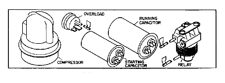 Compressor/overload and run cap Diagram and Parts List for 729812020  Kenmore Air Conditioner