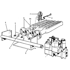 Gas Burners And Manifold Diagram and Parts List for 229965271  Kenmore Water Heater