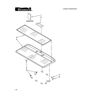 Worksurface And Pad Parts Diagram and Parts List for 11010016000  Kenmore Washer