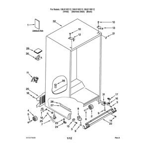Cabinet Parts Diagram and Parts List for 10651159112  Kenmore Refrigerator