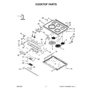 Cooktop Parts Diagram and Parts List for 66495223713  Kenmore Range