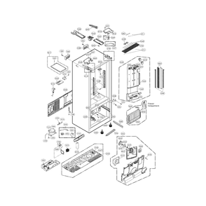 Case Parts Diagram and Parts List for 79572372310  Kenmore Refrigerator
