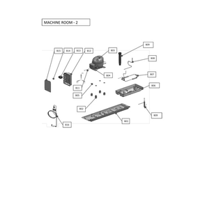 Machine Room Diagram and Parts List for KRFU021AWE0  Kenmore Freezer