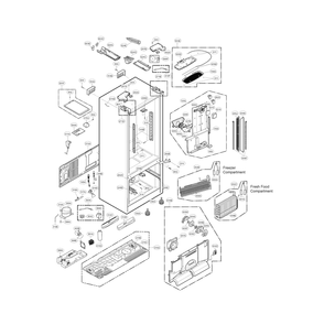 Case Parts Diagram and Parts List for 79572353312  Kenmore Refrigerator