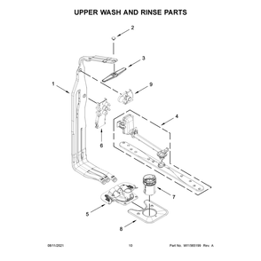 Upper Wash And Rinse Parts Diagram and Parts List for 66514875N120  Kenmore Dishwasher