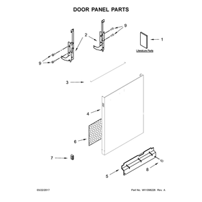 Door Panel Parts Diagram and Parts List for 2217382N710  Kenmore Dishwasher