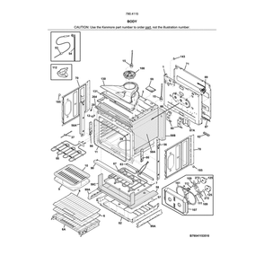 Body Diagram and Parts List for 79041153513  Kenmore Wall Oven