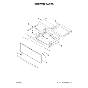Drawer Parts Diagram and Parts List for 66495223713  Kenmore Range