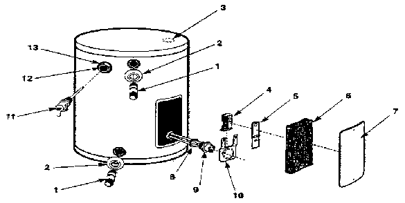 Replacement parts Diagram and Parts List for 220310100  Kenmore Water Heater
