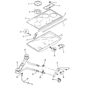 36" Gas Built-In Surface Unit - Electric Ignition Diagram and Parts List for 12202 1988 Kenmore Cooktop