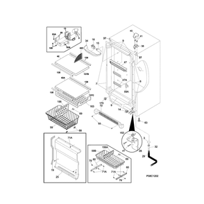 Cabinet Diagram and Parts List for 253280998012  Kenmore Freezer
