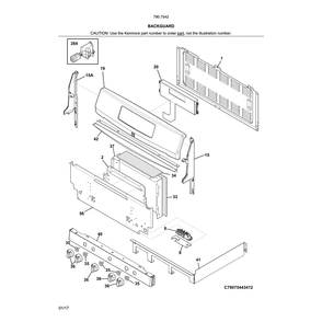 Backguard Diagram and Parts List for 79075422414  Kenmore Range