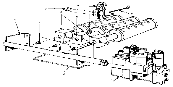 Propane gas burners & manifold Diagram and Parts List for 229965360-1980  Kenmore Water Heater