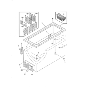 Cabinet Diagram and Parts List for 25316082109  Kenmore Freezer