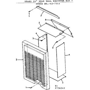 24 In Rear Wall Register Kit Diagram and Parts List for 867736382  Kenmore Furnace