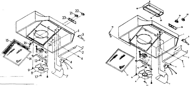 Range Hood Diagram and Parts List for 2335137810  Kenmore Range Hood