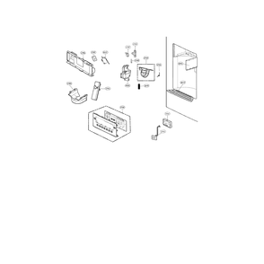 Dispenser Parts Diagram and Parts List for 79572372310  Kenmore Refrigerator